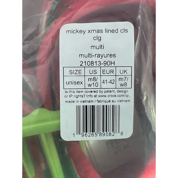 Crocs Mickey & Minnie Mouse Christmas Holiday Fleece Lined Clogs 210813-90H - Picture 10 of 13